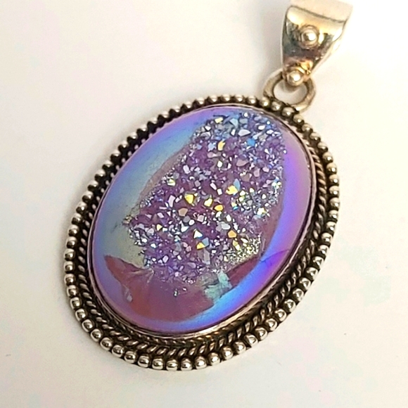 Mermaid Jewelry - 925 Silver Drusy Necklace